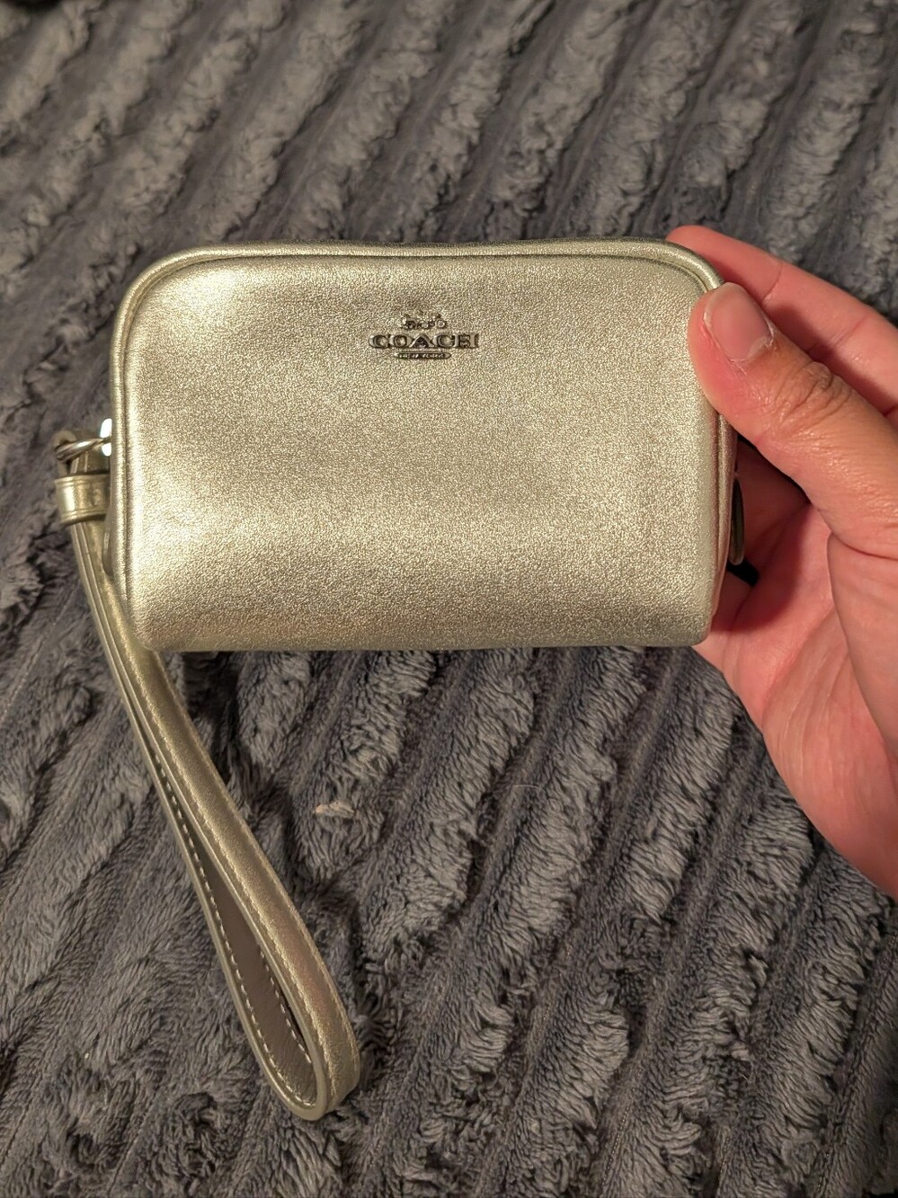 Coach Pouch Wristlet in Light Silver (#CW420)